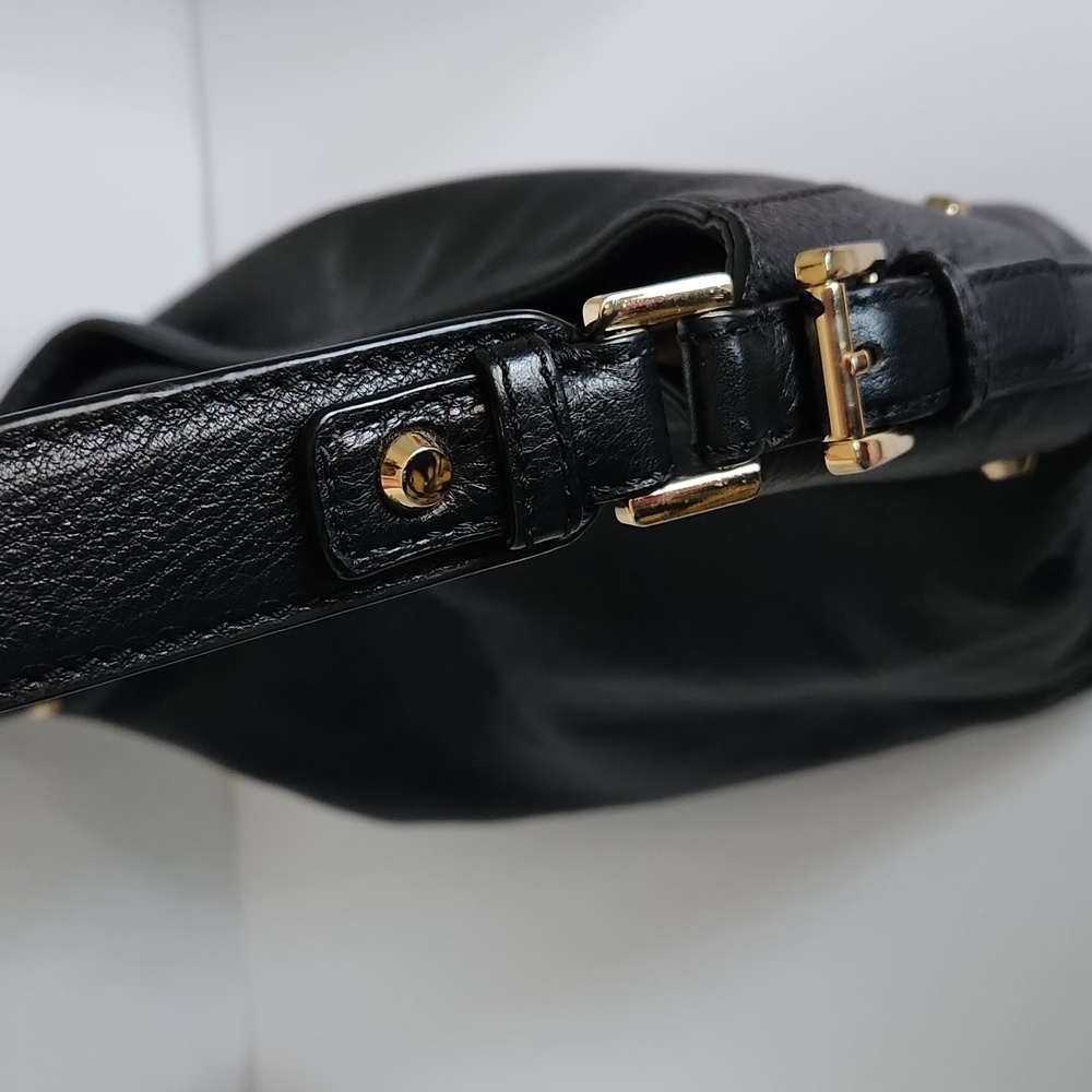 Michael Kors Black Leather Hobo with Gold Hardware - Picture 9 of 13